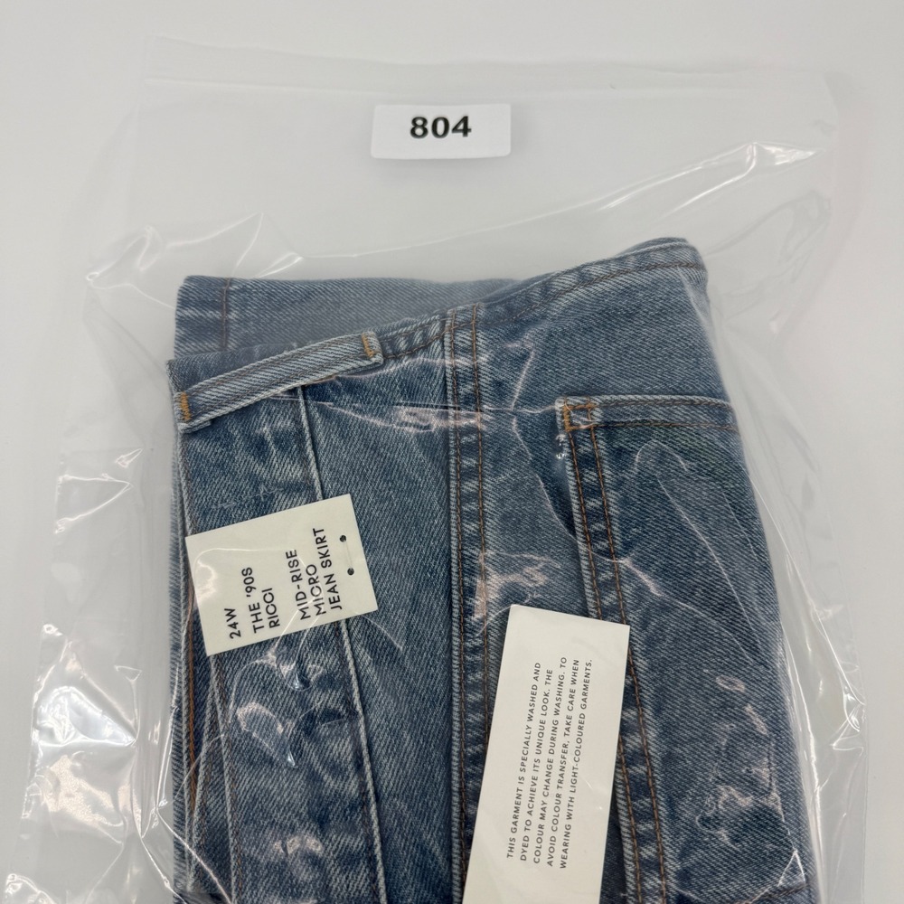 Denim Forum The 90s Ricci Mid-Rise Micro Jean Skirt 24W Blue Taboo 115356 - Picture 7 of 7